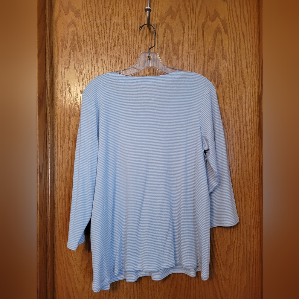 NWT J Jill Pima 3/4 Sleeve Scoop Neck Stripe Tee - Picture 2 of 6